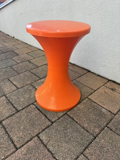 Tabouret Tam Tam Orange – édition Stamp – Design Années 70 – Made In France – Occasion
