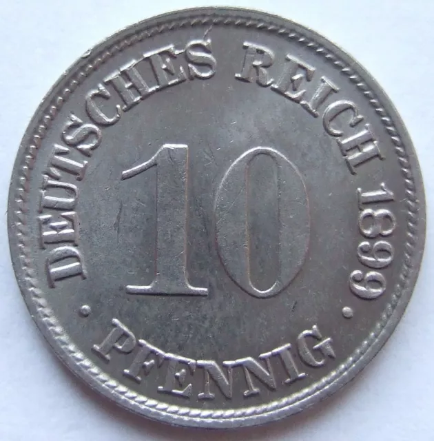Moneta Reich Tedesco Impero Tedesco 10 Pfennig 1899 G IN Extremely fine /