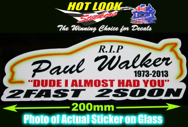 Paul Walker Sticker Memorial RIP Supra car decal Fast & Furious DVD Sticker Bomb
