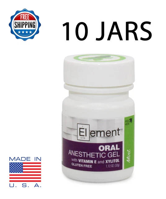 10x ELEMENT 20% Benzocaine Topical Anesthetic Gel MINT FLAVOR 1 oz Jar