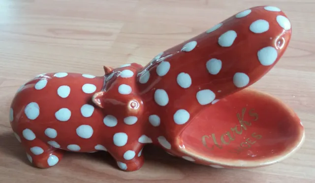 UNUSUAL VINTAGE CLARKS Shoes ceramic polka dot hippo advertising item £ ...
