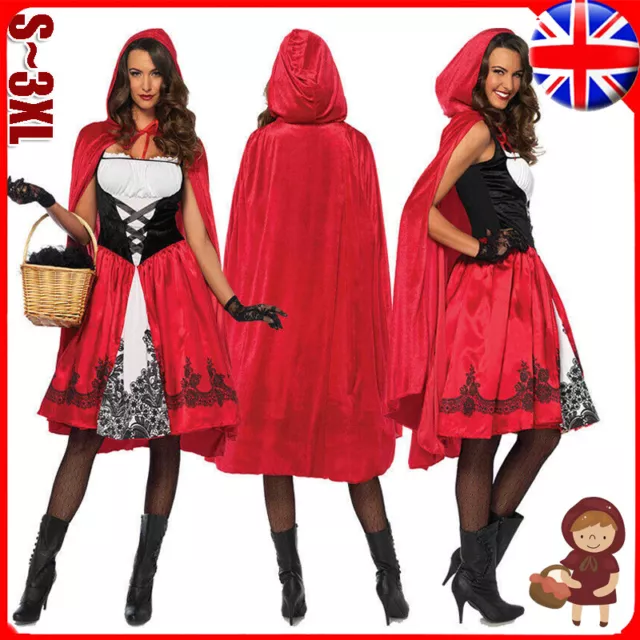 Adult Women Halloween Little Red Riding Hood Cape Costume Party Fancy Dress