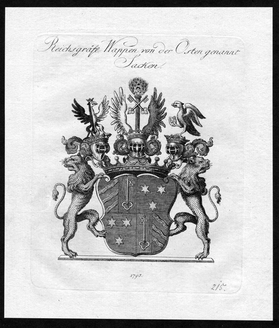 1790 - Osten Llamado Sacken Osten-Sacken Escudo Nobleza Abrigo De Arms Heráldica