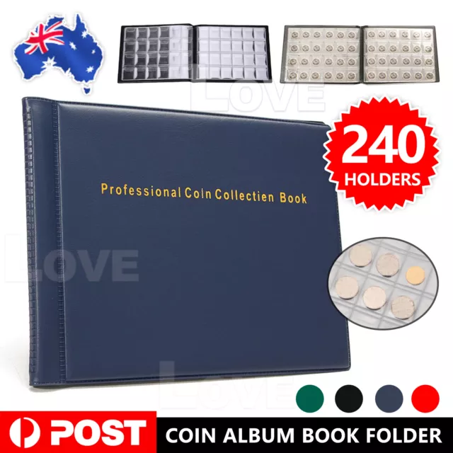 240 Coin Collection Album Storage Book Case Folder Holder Penny Money Collecting