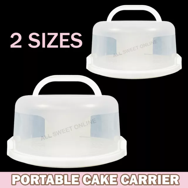 Round Plastic Cake Dessert Holder Portable Cupcake Carrier Clip Lock Container