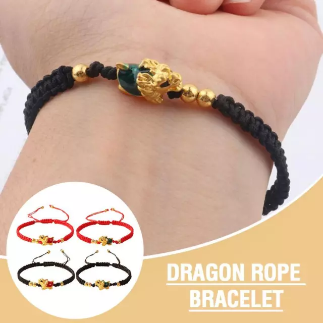 Gilded Dragon Bracelet for Chinese New Year with Lucky Red Rope