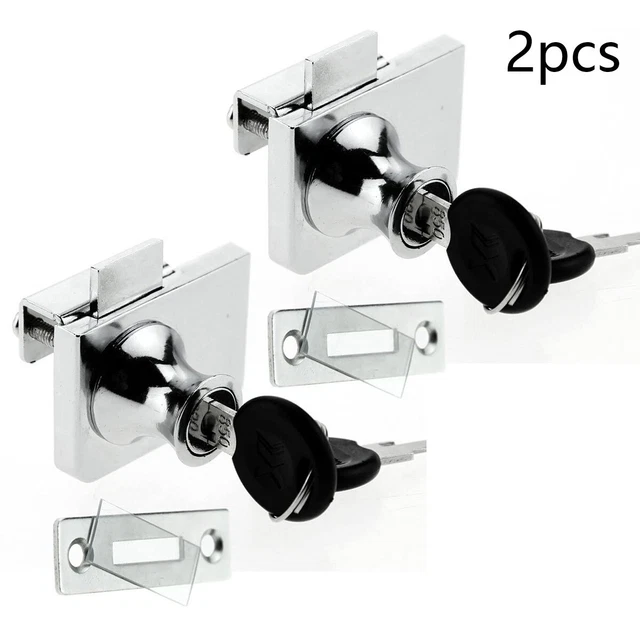 Juego de 2 piezas Secure Your Treasures con cerradura de seguridad para puerta de vidrio acabado cromado