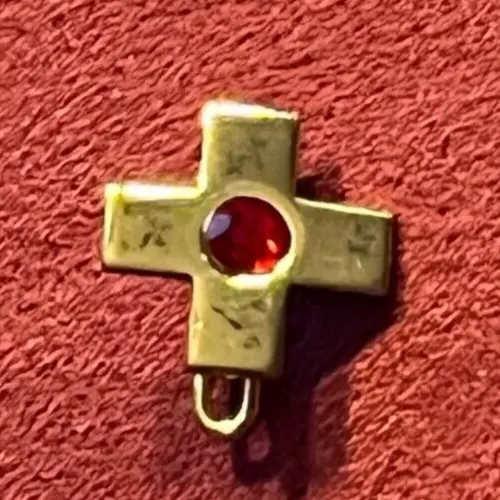 DRK-Anstecknadel Gold + Granat f Blutspender Rotes Kreuz Ordensspange