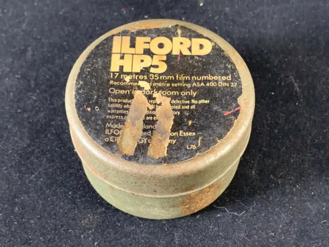 Vintage Ilford HP5 Film Canister for 17 metres 35mm Film Empty