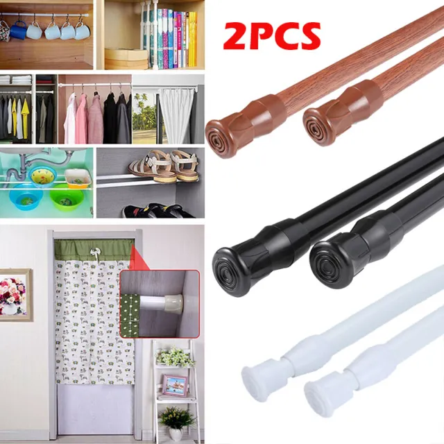 2PCS Spring Curtain Rods 24-43in Shower Tension Rod Expandable Bars Tensions Rod