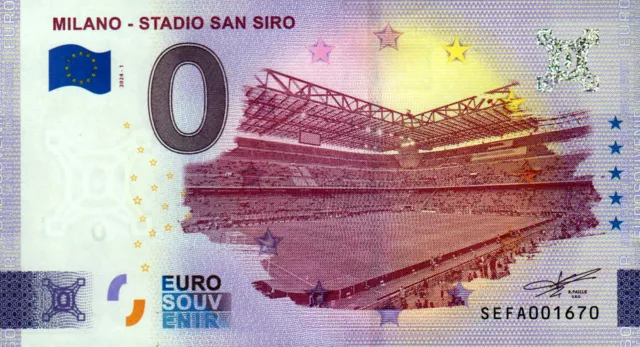 Null Euro Schein - 0 Euro Schein - Italien - Milano - Stadio San Siro 2024-1
