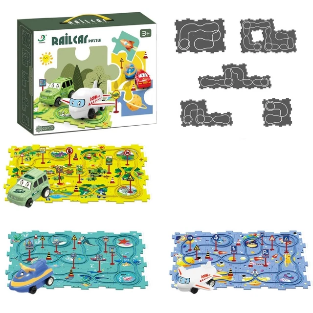 Kids Educational Puzzle Track Car Play Set DIY Assembling Electric Trolley Toy