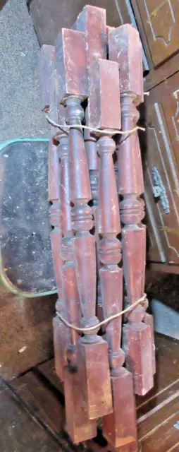 Antique Lot 15 Turned Oak? Wood 2x28" Spindles Staircase Ballusters  Vintage