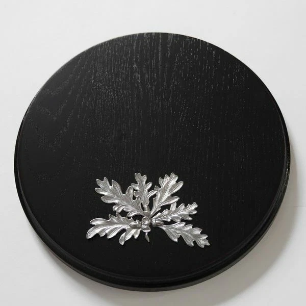 Placa de Jabalí Tablero Keiler Escudo Trofeo Redondo Oscuro Af 19cm Hoja Roble