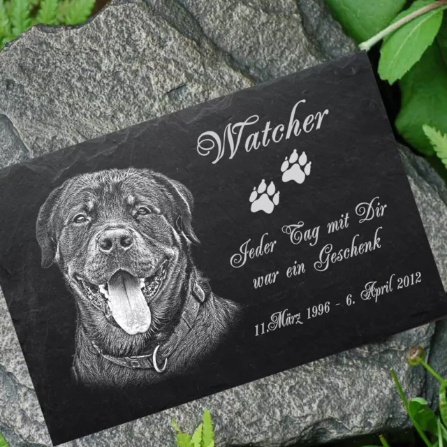 Rottweiler GRABSTEIN Tiergrabstein Gedenkstein Hund 016 ►Textgravur◄ 30 x 20 cm