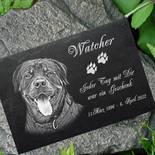Kultdog Grabstein Aus Schiefer Mit Katze - Gedenkstein Mit Gravur
