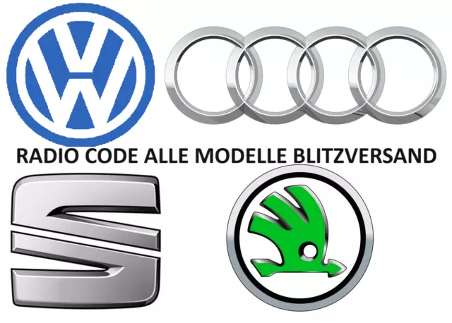 Radio Code VW AUDI SKODA SEAT Pin Code alle Modelle Geld-zurück-Garantie.
