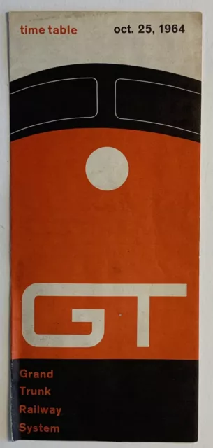 Vintage TIME TABLE: 1964 GT - Grand Trunk Railway System