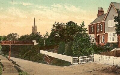 Louth Lincolnshire - Grimsby Road - with footbridge & St. James Church in view