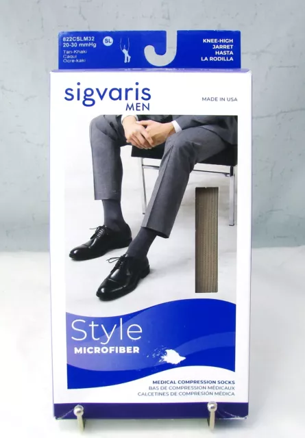 Sigvaris 822CSLM32 Hauteur Genou Compression Chaussettes 20-30 Mmhg Tan-Khaki Sl