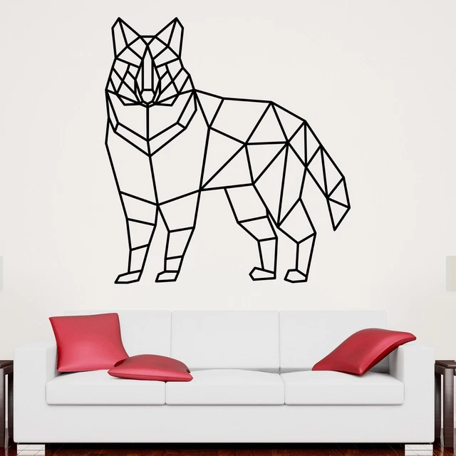 Geometric Wolf Wall Sticker Decal Animal Transfer Home Bedroom Matt Vinyl UK