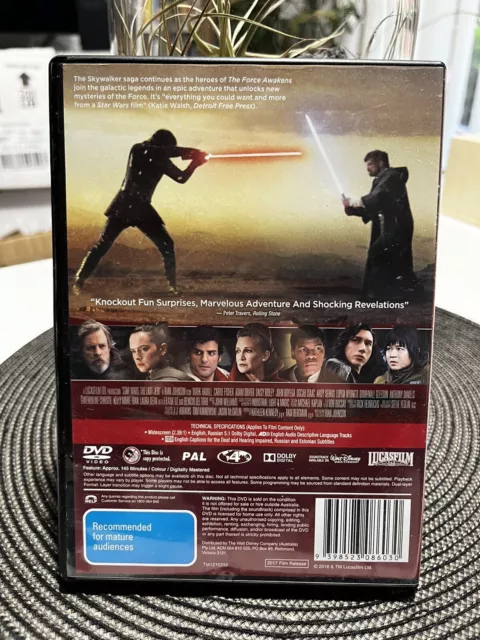 Star Wars - The Last Jedi (DVD, 2017) Region 4 Fast Postage K 2