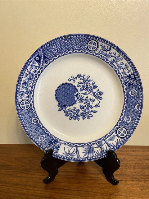 Antique Blue Transferware 10” Plate B G & W , England SATSUMA Aesthetic Movement