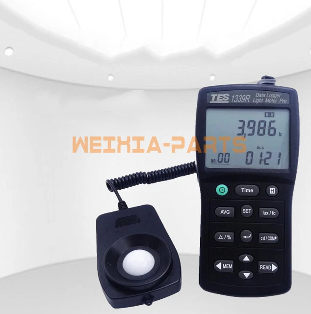 1 tester misuratore di luce data logger TES-1339R da 0,01 a 999900 Lux registrazione dati PC