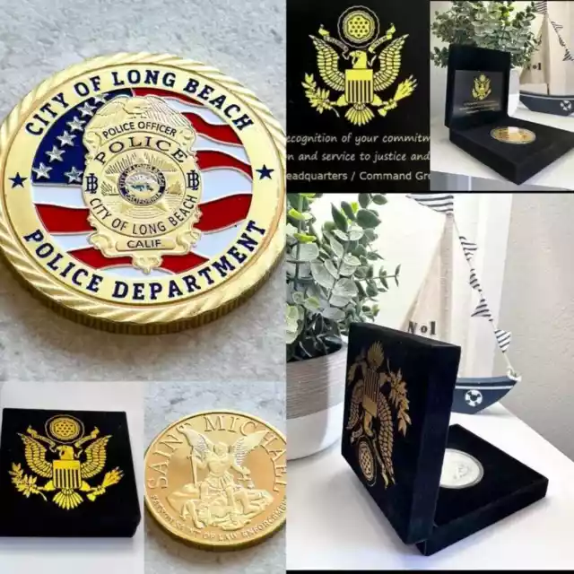 City Of Long Beach, Calif. Police Dept Challenge Coin With Special Velvet Case