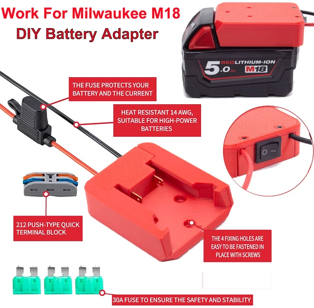 For Milwaukee M18 18V Lithium Battery Dock Power Connector For Power Wheels DIY