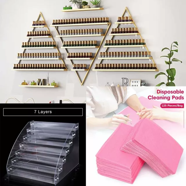 5 Tier Wall Mounted Nail Polish Display Rack Metal Organizer Shelf Holder Stand