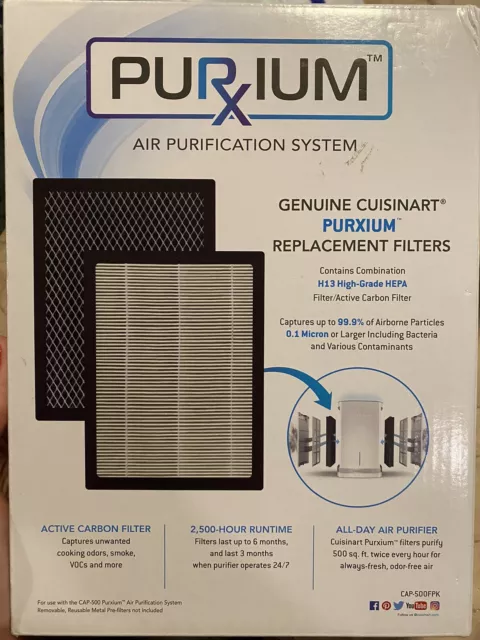 2 Pack Genuine PURXIUM Air Filtration Replacement Filters H13 Hepa Cuisinart