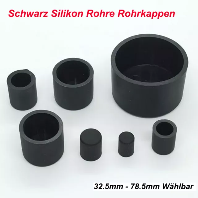 Schwarz Silikon Rohre Rohrkappen Kunststoff Endkappen Schutzkappen 32.5mm-78.5mm