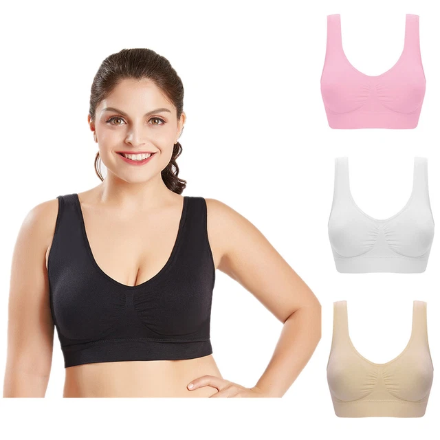 2x Damen Sport BH Fitness Top Bustier Bra ohne Bügel Unterwäsche bis 240kg V3W2