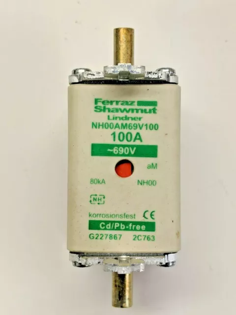 Ferraz Shawmut NH00AM69V125 125A Size NH 00 aM 690V Centred Tag Fuse 001867