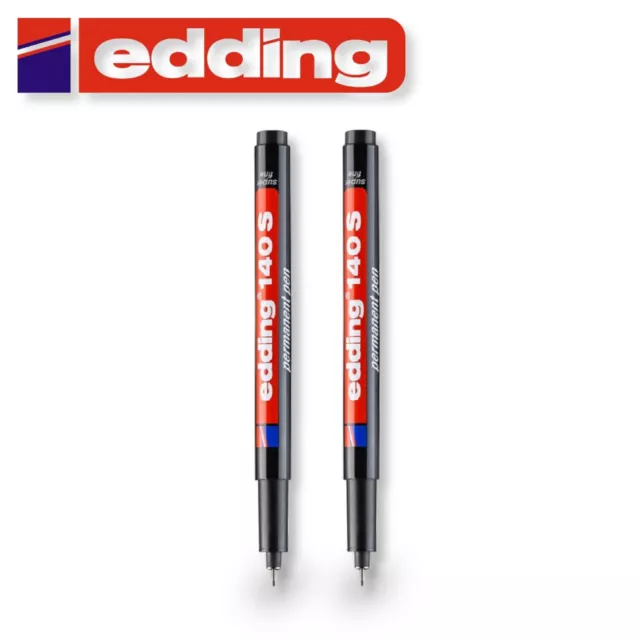 Edding 140 s Plume Noir Permanent Largeurs Feutre 0,3mm 2 Pièce