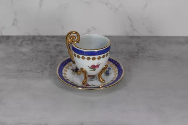 Antique KPM Germany Porcelain Cup Saucer Flower Pattern