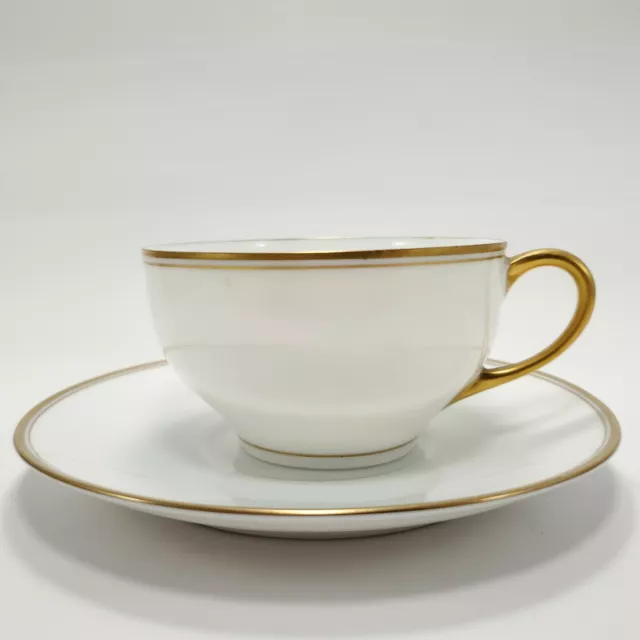 Hutschenreuther Burley Tyrell Cup and Saucer Tea Coffee White Gold Band Antique