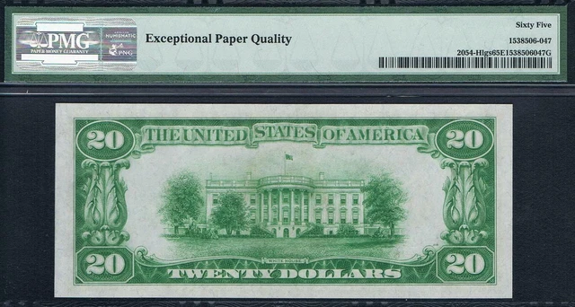 LGS. LIGHT GREEN SEAL. $20 1934 St. Louis  FRN. Fr. 2054-Hlgs. PMG 65 EPQ 2