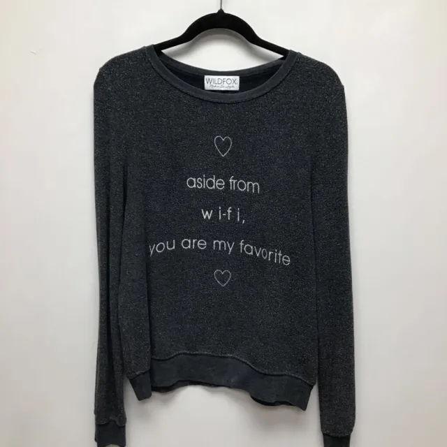 Wildfox Womens Graphic T-Shirt Gray Aside From Wifi You Are My Favourite Scoop S