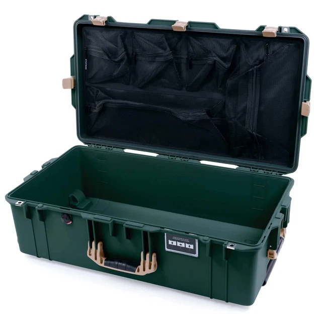 Trekking Green & Tan Pelican 1615 Air case No Foam.  With mesh org. & TSA locks