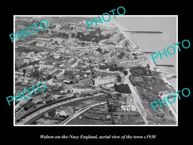 OLD 6 X 4 HISTORIC PHOTO OF WALTON ON THE NAZE ENGLAND TOWN AERIAL VIEW c1930