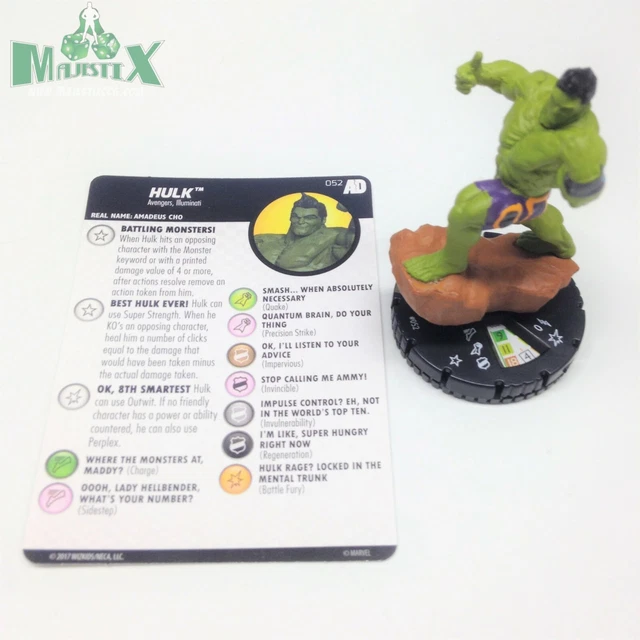 Heroclix Avengers Defenders War set Hulk (Amadeus) #052 Super Rare figure w/card