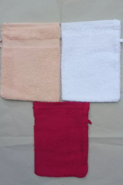 Waschhandschuh Waschlappen Capetown 16x21 cm - WEISS FUCHSIA HELLROSA