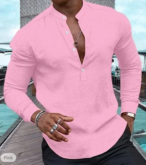 Chemise Homme Ethnique Col Croisé Manche Longue Kaki été En Coton - Foto 14