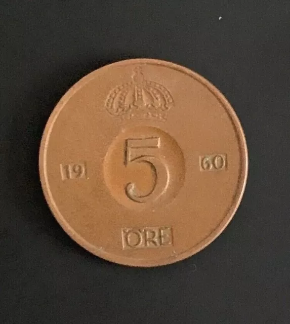 1960 Sweden 5 Ore Coin - SCARCE - FREE P&P