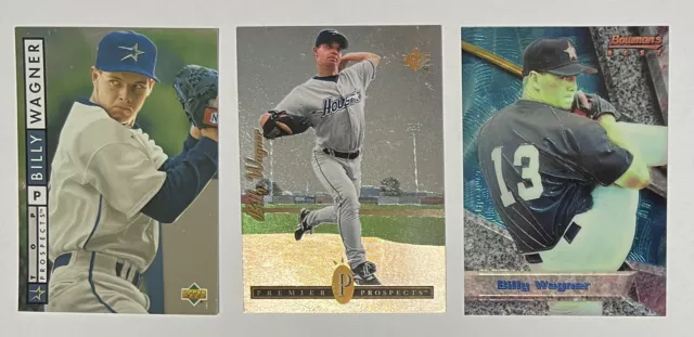3 Billy Wagner Rookie Cards 1994 Bowman's Best #19, UD Prospects #524 & #18