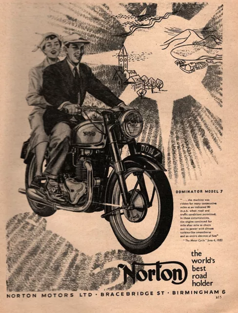 1954 Norton Dominator Model 7 Motorcycle Original Ad
