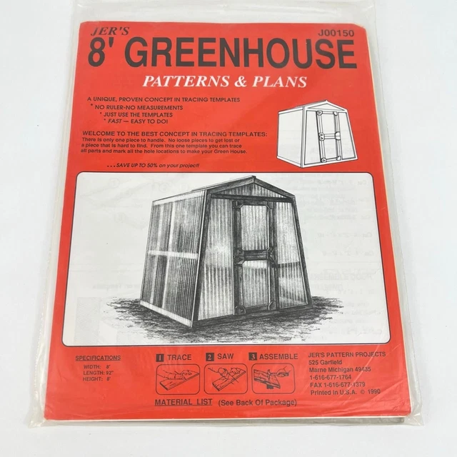 Invernadero Jer's Patterns & Plans 8' hágalo usted mismo J00150