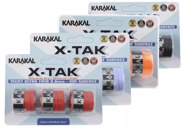 Karakal X-TAK Overgrip - Bádminton tenis squash - surtidos de colores - paquete de 3